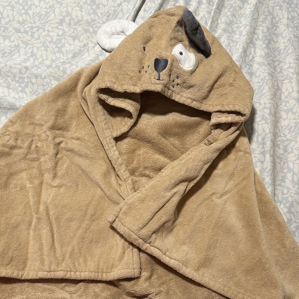 Kids Hooded Animal Towel Poncho - Light Brown